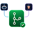 Git visual commit icon with git branch, emoji marker, and verified check mark.